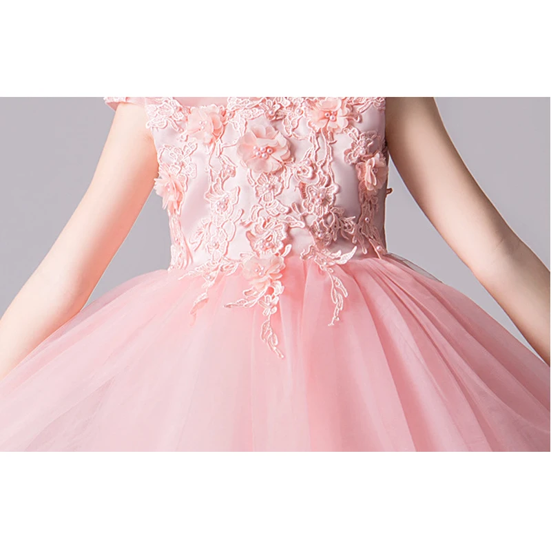 Это YiiYa Платье с кружевными цветами для девочек прозрачная кисея, тюль платье с цветочным узором для девочек на свадьбу с высоким воротником вечерние платье для причастия, DK2969