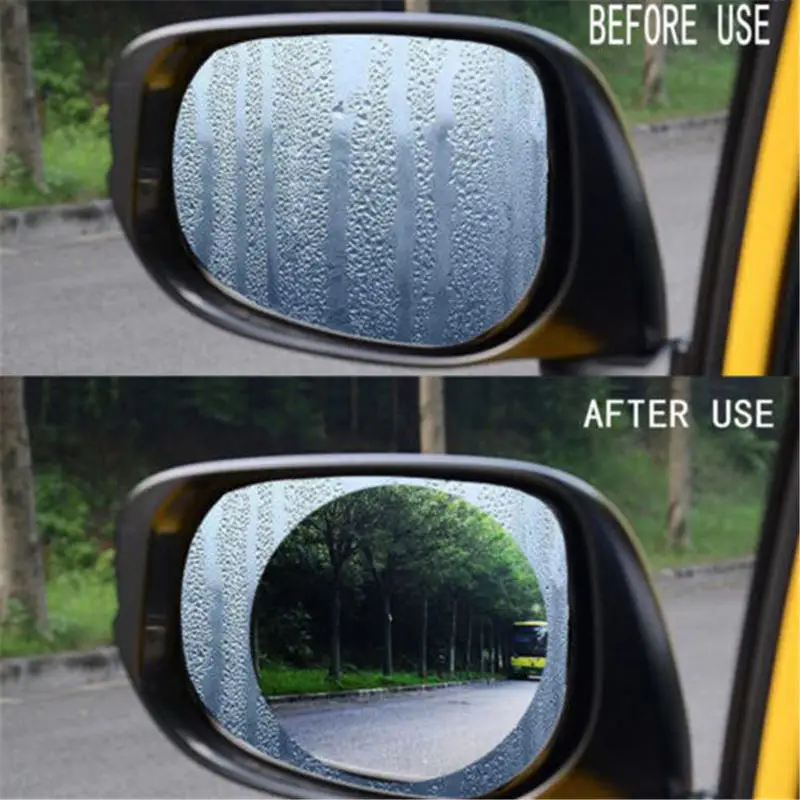 Комплект из 2 предметов, прозрачная пленка для зеркала заднего вида, непромокаемая защитная пленка 9,5 см для автомобиля, с аппликатором для влажной ткани