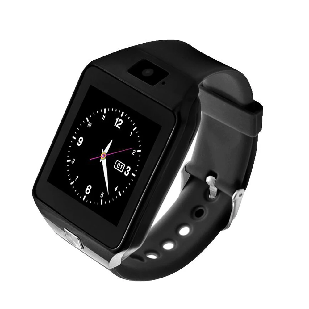 Новые 1,54 дюймовые умные часы с сенсорным экраном, детские наручные часы, умные часы с Bluetooth, часы для телефона Android с sim-картой, шагомер - Цвет: Черный