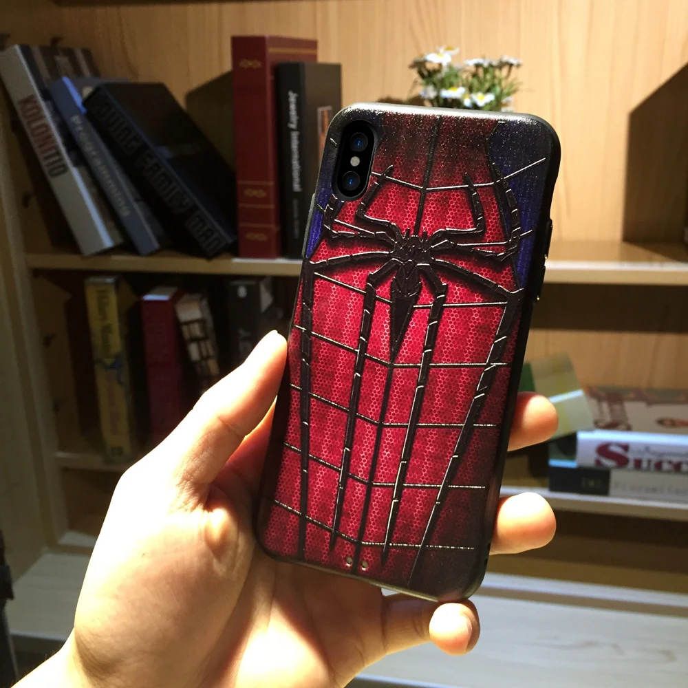 Чехол с принтом Marvel для iphone 6 6s 7 8 X чехлы Plus силиконовый чехол 3D рельефный тонкий
