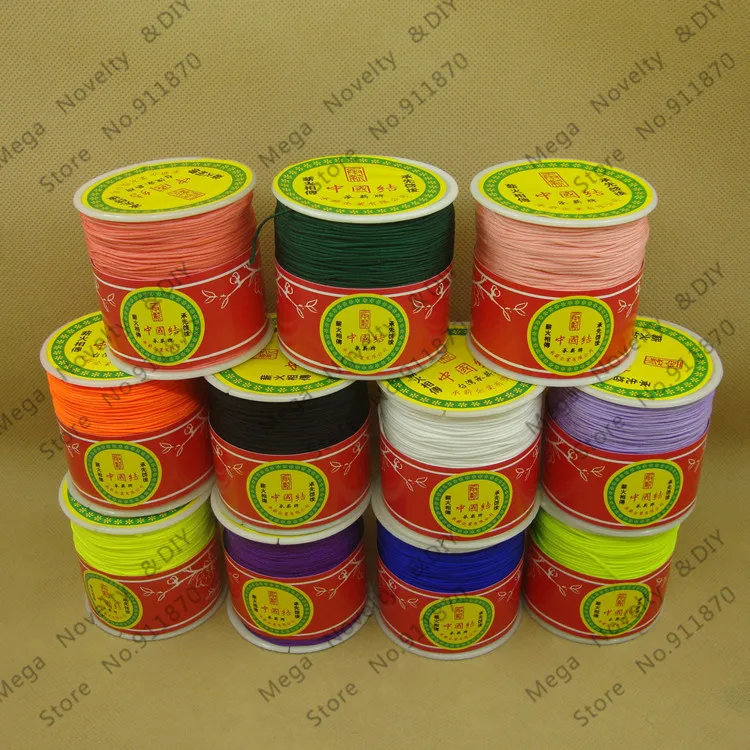 

Hot 100meter/pcs Multi 1mm macrame cord Chinese Knot Beading Chinlon Nylon Taiwan Cord Polyamide Yarn Knit Kumihimo cords DS207