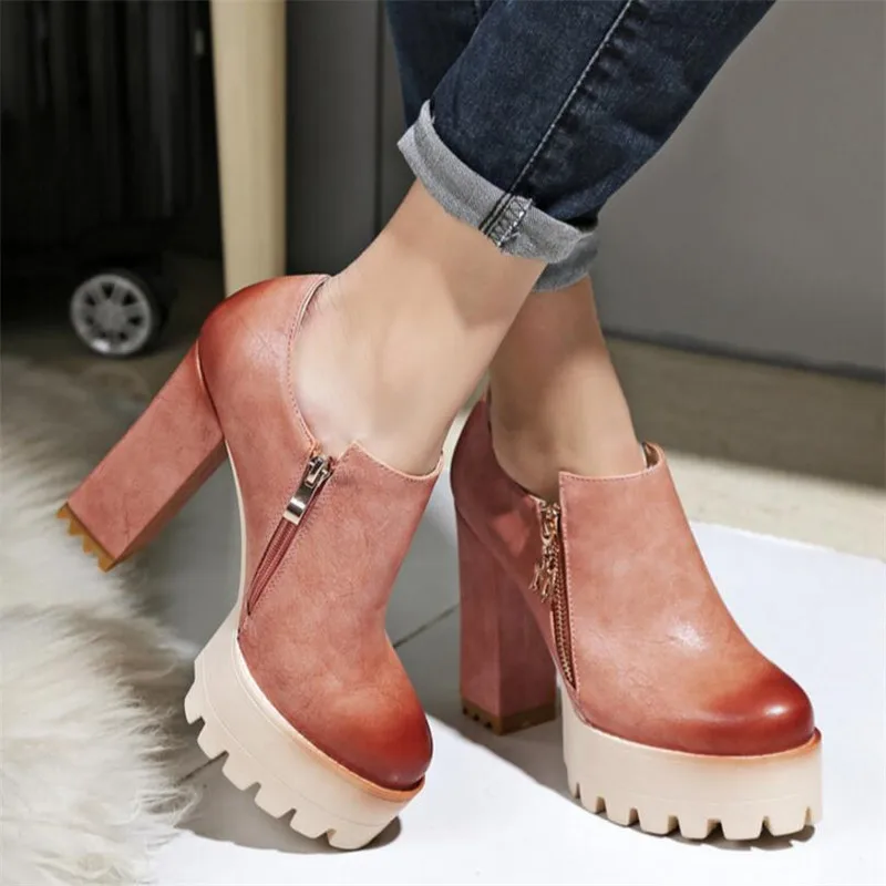 

Good Quality Spring Autumn Thick Heel Platform Shoes Women 2017 New High-heeled Casual Ladies Dress Shoes Russian Size 42