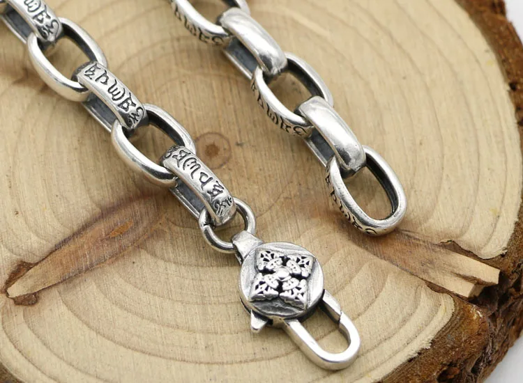Authentic-S925-Sterling-Silver-Men-And-Women-Retro-Thai-Silver-Six-Words-Bracelets-Fashion-People-Punk (2)