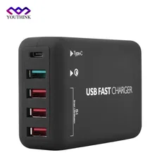 

LCD Display QC 3.0 Type-C 4 USB Port Smart Phone Charger Adapter Fast Charging Station For Apple Android Tablets Mobile Phones