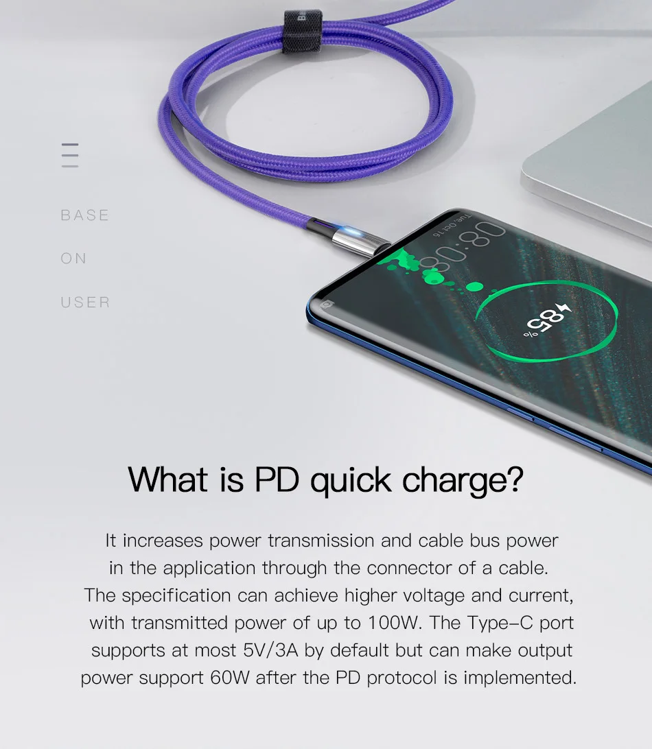 Baseus кабель usb type C к usb type C для Redmi Note 7 Pro Quick Charge 4,0 кабель USB type C для samsung S9 S10