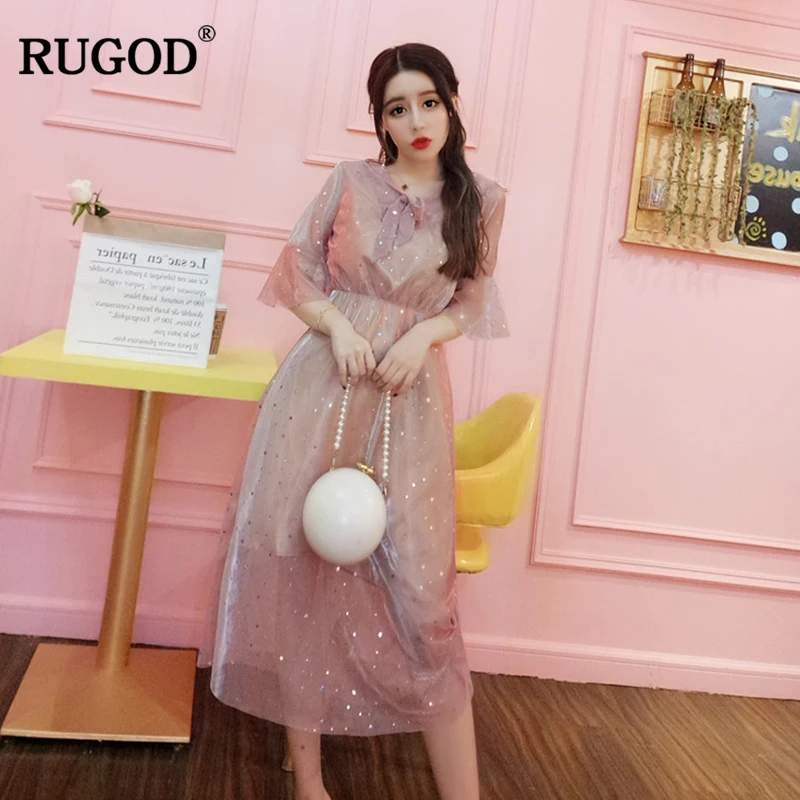 RUGOD 2019 Летние Элегантные платья с принтом для женщин Модное Длинное Платье