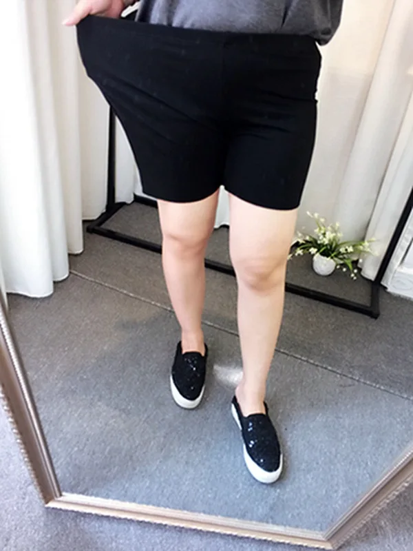 2 Pcs/Lot Shorts Women Plus Size Casual Loose Stretched Elastic Shorts Black FH198 2 Pcs/Lot Shorts Women Plus Size Casual Loose Stretched Elastic Shorts Black FH198