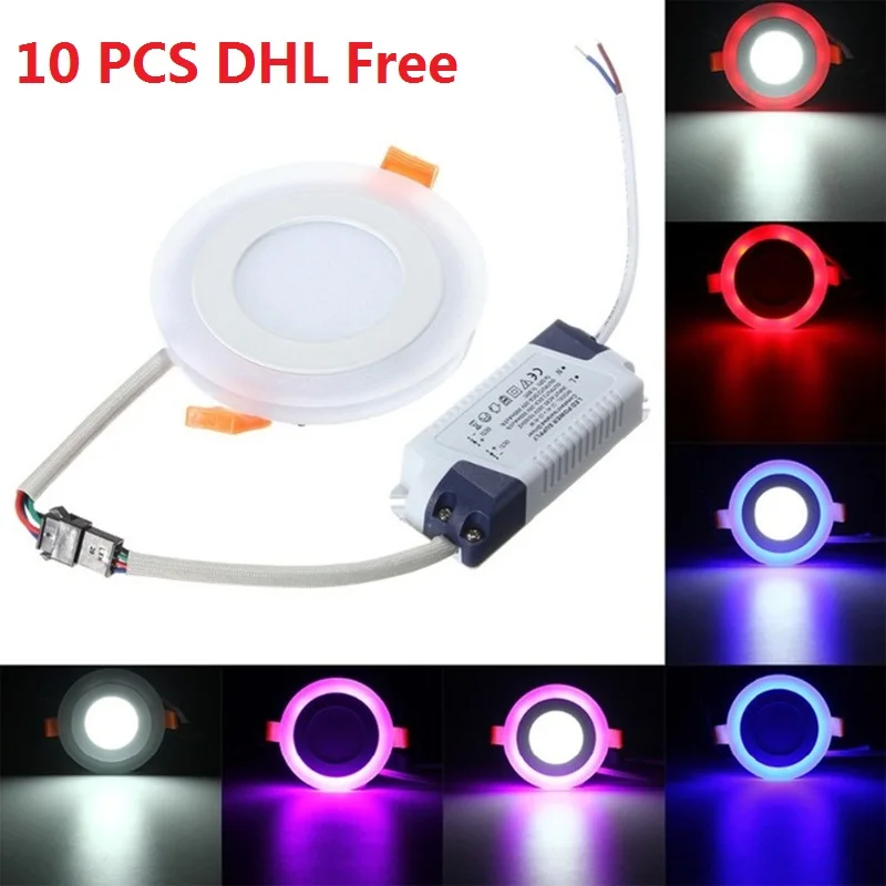 

Factory wholesale 6W - 24W 3 Model Round LED Lamp Double Color Panel Light RGB & white Ceiling Recessed+ Remote Control DHL Free