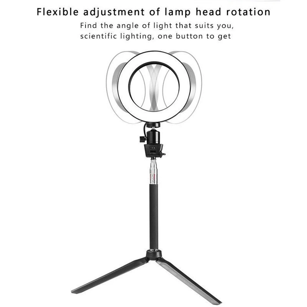 Светодиодный мини-светильник-кольцо, портативный круговой видео-светильник с регулируемой яркостью, 64 светодиодный светильник 3200 K/5500 K для Youtube, Instagram, селфи-съемки