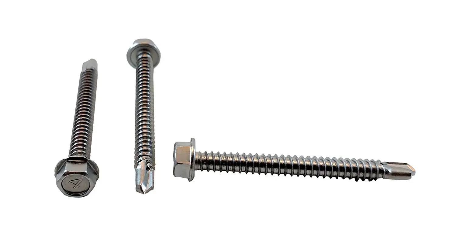 

#14 x 2-1/2" Hex Washer Head Self Drilling Sheet Metal Tek Screws With Drill Point, )50 pieces (#14 x 2-1/2 inch)