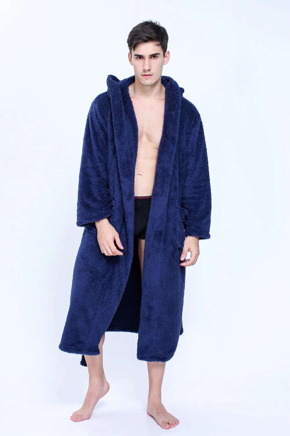 Большие размеры XXL халаты с капюшоном Халаты для мужчин зимние сохраняющие тепло с длинными рукавами изысканные плюшевые мужские халаты парные халаты