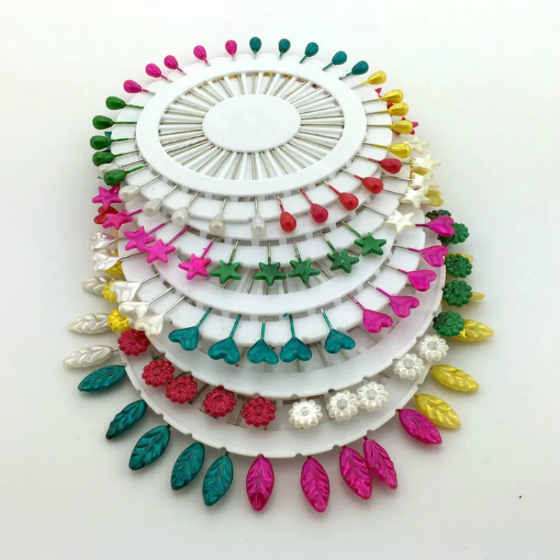 

30Pcs Leaf Flower Star Heart Head Pins Colorful Positioning Needles Straight Pins Clothes Decor DIY Craft Tool Accessories