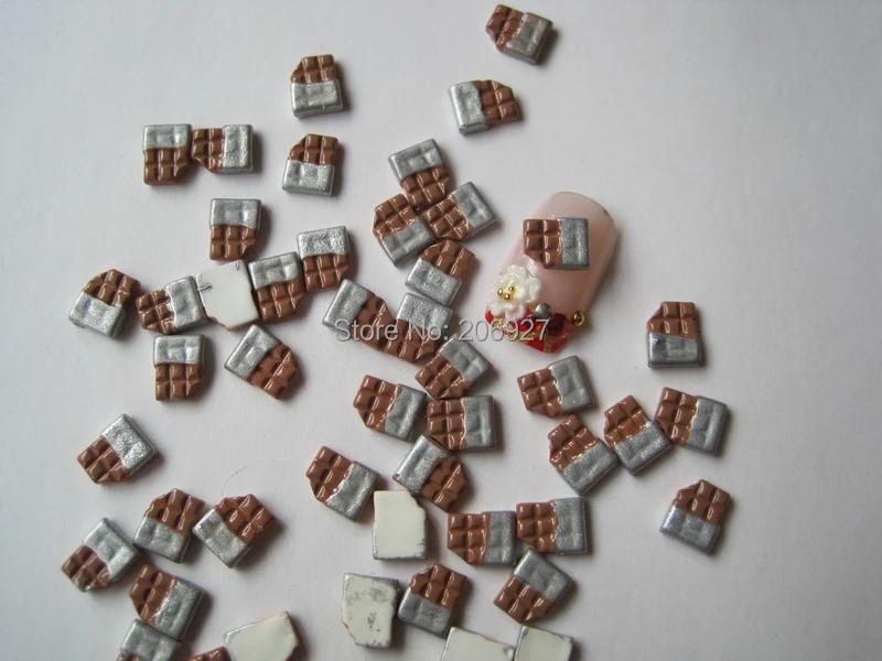 RC71 30pcs Cute Chocolate Shape Nail Resin Decoration Outlooking 2