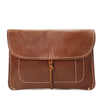 

New Men's Genuine Leather Cow Real Cowhide Oil Wax Bag Postman Envelope File Holder Clutch Hand Bag Messenger Bag for Ipad