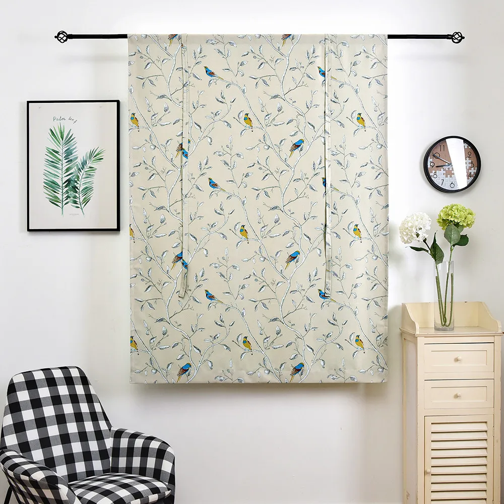 

New Flower Bird Coffee Color Flower Curtain Ribbon Curtain Blackout Roman Curtain Book Room Bedroom Kitchen Shutters Curtains#40