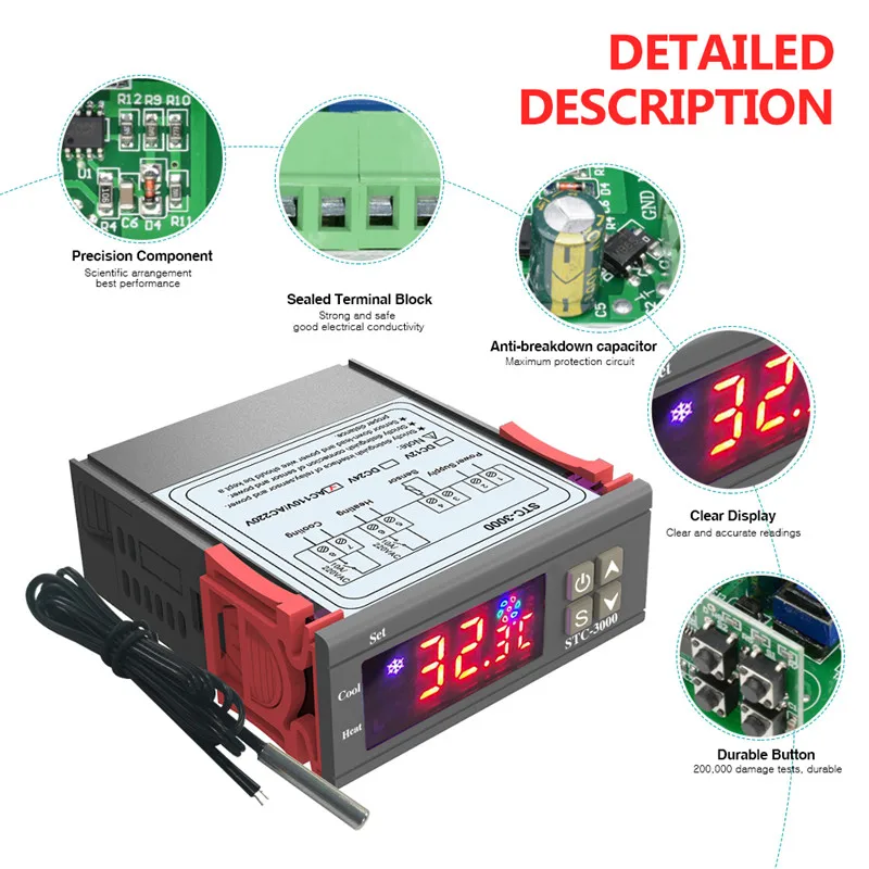 thermostat numérique led ac dc contrôleur de capteur de