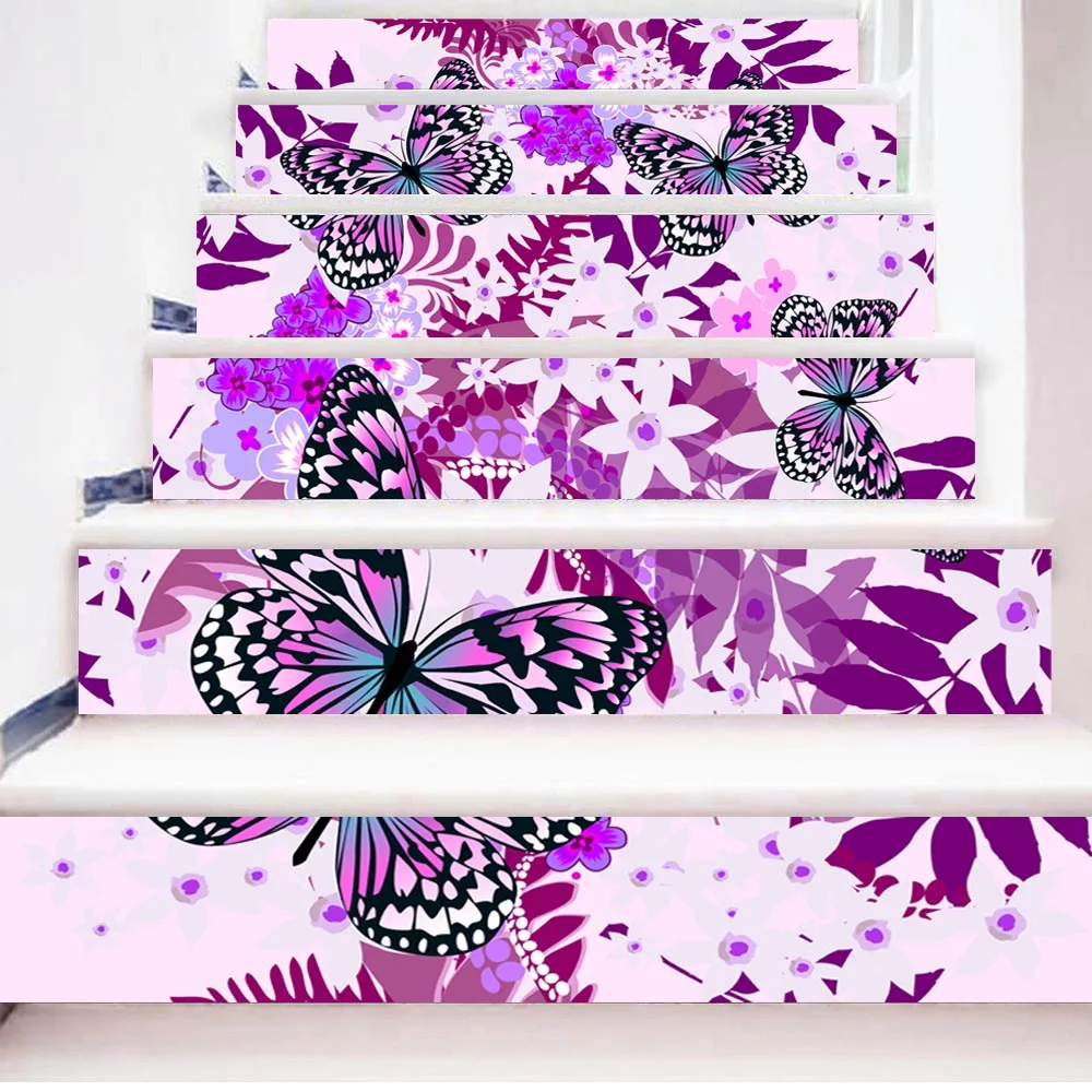 6 шт./компл. Милые 3D яркие красочные бабочки лестницы наклейки осень пол Настенный декор наклейки гостиная украшения