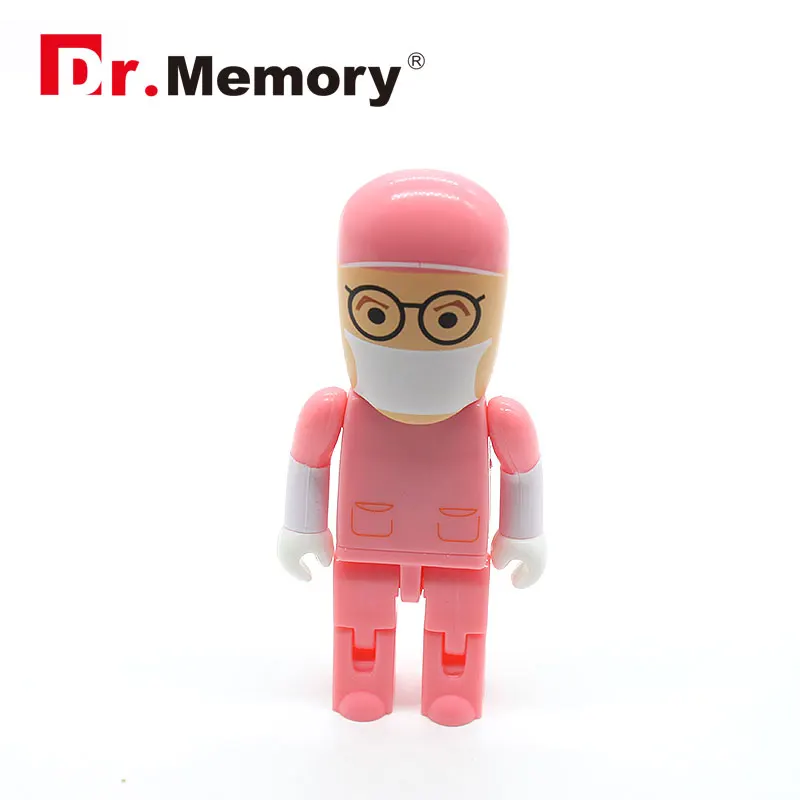 Мультфильм в виде доктора USB флэш-накопитель 2,0 Мини U диск милые флешки 32 Гб USB карта памяти 4 ГБ 8 ГБ 16 ГБ я ручка привода подарки для стоматолога - Цвет: pink