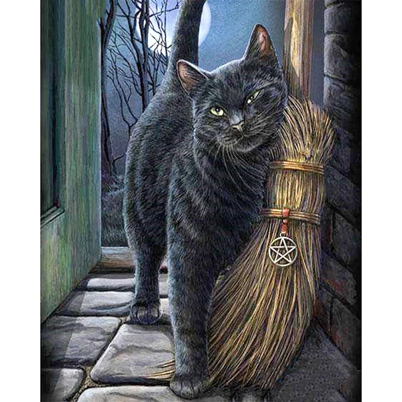 Dispaint-Full-Square-Round-Drill-5D-DIY-Diamond-Painting-Black-cat-broom-3D-Embroidery-Cross-Stitch
