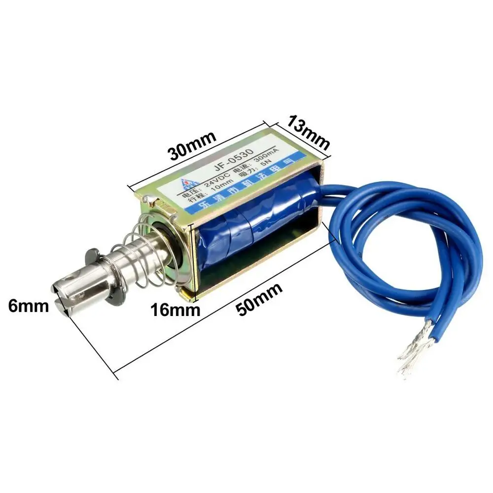 JF-0530 DC 6 В/12 В/24 В Открытая Рамка Стиль соленоидная катушка 300мА 10 мм ход Mayitr миниатюрный нажимная тяга Тип Электромагнит