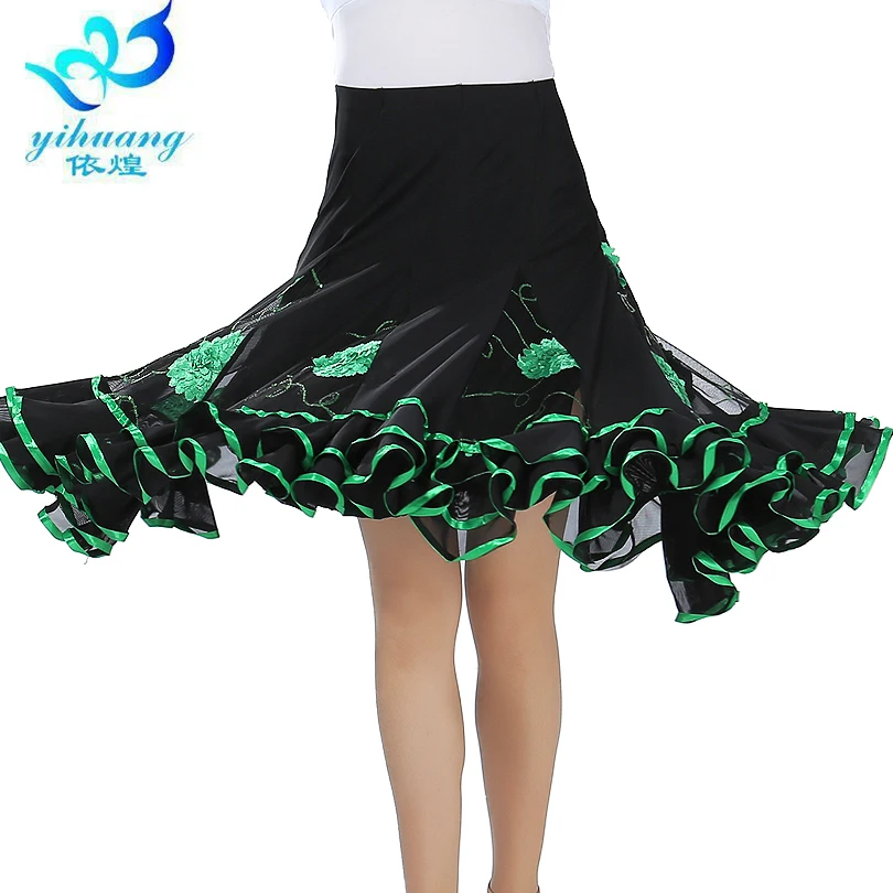 Ballroom Dance Costume Skirt Modern Standard Waltz Dancer Half Dress Latin Salsa Cha Cha Big Swing Elastic Waistband A2537