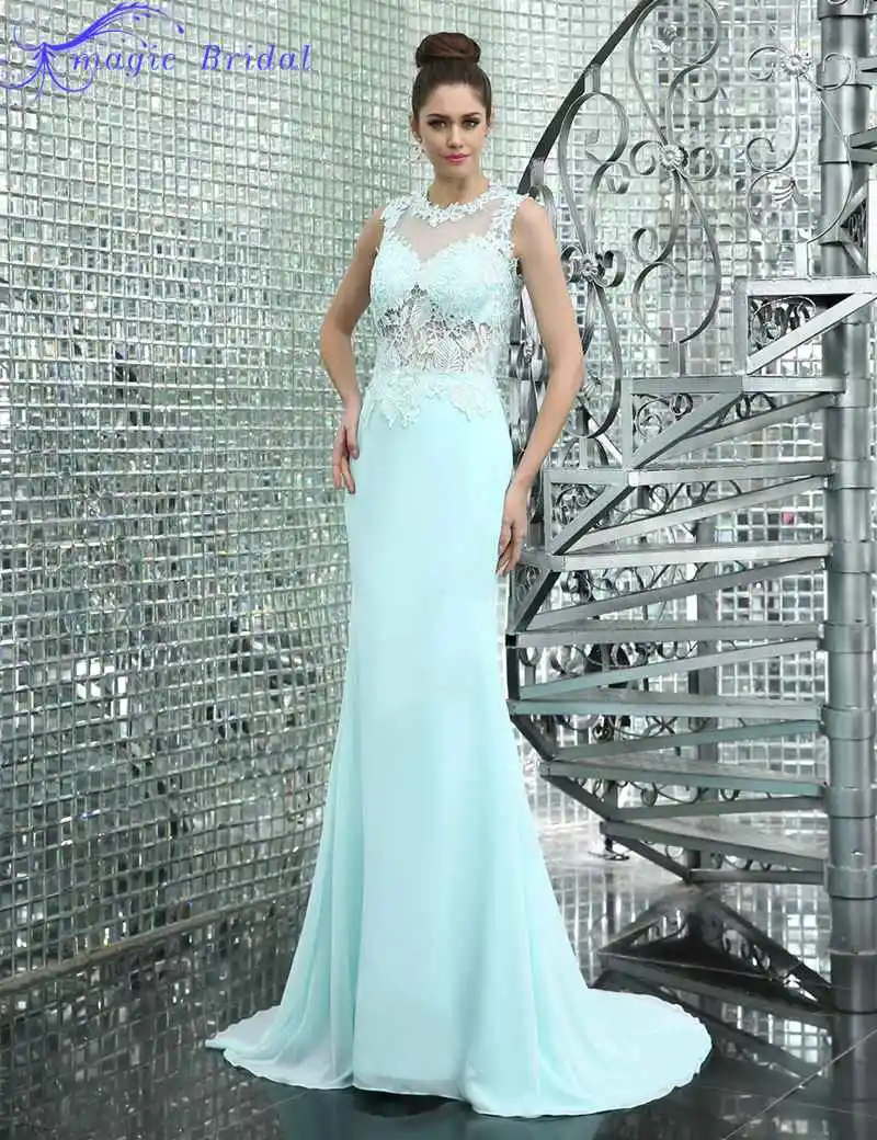 Buy Long Elegant Light Blue Lace Prom Dress A Line
