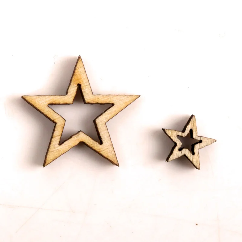 Wooden Hollow Star Shape Scrapbooking Embellishments Craft Handmade Home Wedding Decoration Accessory DIY 10-20mm 50pcs MZ256
