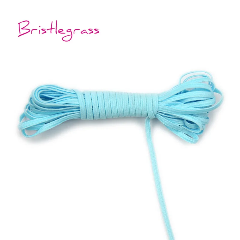 BRISTLEGRASS 5 ярдов 1/" 3 мм Вязание Твердые узкие эластичные спандекс атласная лента повязка для волос галстук платье кружевная отделка DIY шитье - Цвет: Blue Mist