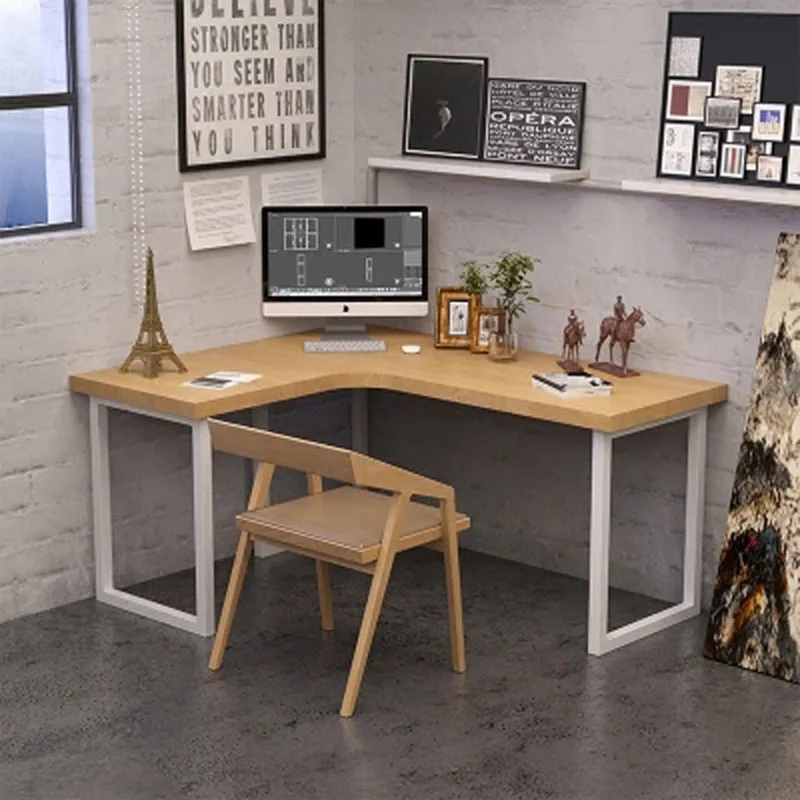 Household Small Sized Study Desk Solid Wood L Shaped Corner Study Desk Solid Wood L Shaped Corner