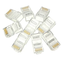 50 шт. с кристаллической головкой Ethernet кабель Разъемы RJ45 RJ-45 CAT6 модульный кабель Ethernet с головы вилка позолоченный сетевой разъем