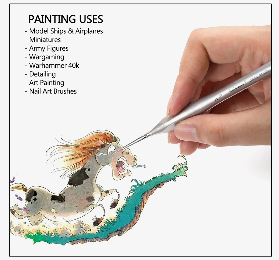 7 шт., Высококачественная миниатюрная ручка-крючок, тонкая Акварельная краска, набор кистей для рисования, гуашь, масляная краска, принадлежности художественные Кисти