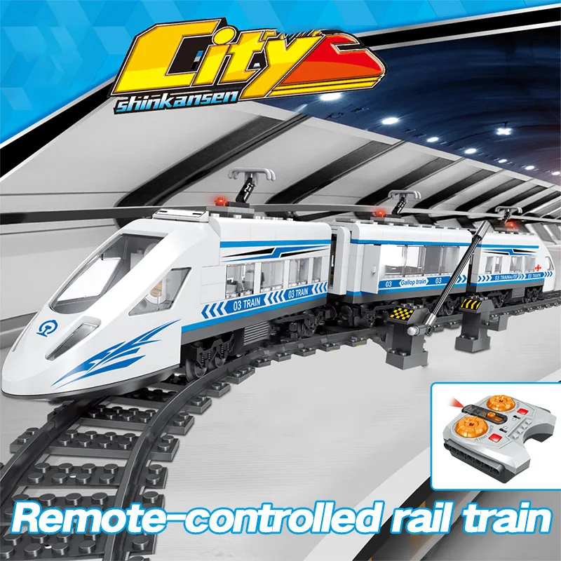 Cena RC Technic miasto kolejowego Building Blocks kompatybilny Legoing pilot zdalnego sterowania stacji pociągu kolejowego oświecić cegły zabawki dla dzieci