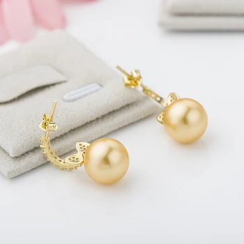 

Wholesale Jewelry Earrings Pearl Sterling Silver Pearl Earrings Stud 18K Yellow Gold Plated U Shape Earrings Butterfly with Box
