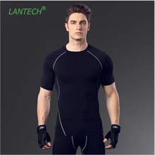 LANTECH мужское компрессионное трико рубашка беговые фитнес-упражнения для тренировок спортивные тренировочные футбольные топы футболки