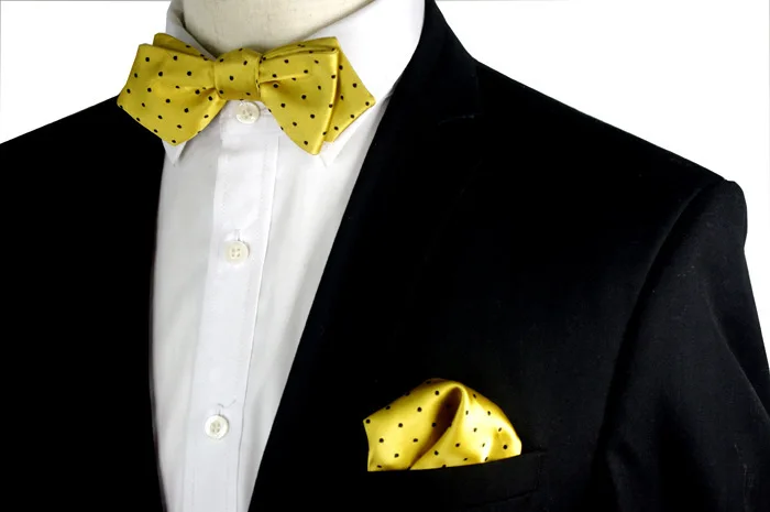 6 цветов в горошек Классический Шелковый Самостоятельная галстук-бабочку жаккардовые Для мужчин бабочка галстук-бабочка карман квадратный платок костюм с бантом комплект