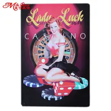 [Mike86] казино Игральная кость Леди Металл подписывает Книги по искусству Дом Кафе Ресторан Паб гладить Картины b-22 заказ смешивания 20*30 см