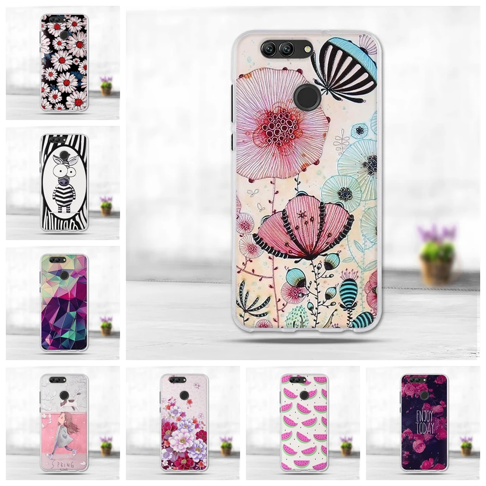 

For Huawei Nova 2 Plus Case 3D Flower Soft Silicone TPU Back Cover Ultra Thin Fundas Painting For Huawei Nova 2 Plus Phone Cases