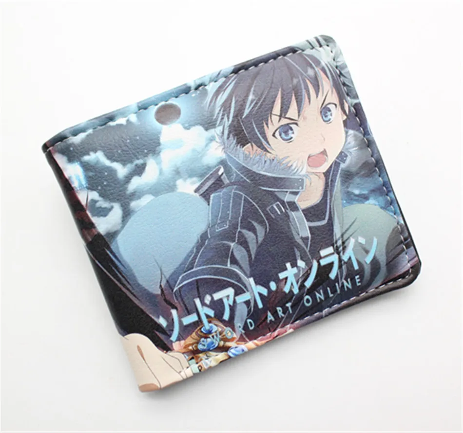 Sword Art Online SAO Kazuto Pu короткий кошелек Двойные фото держатель для карт слоистая кнопка мужской кожаный кошелек с рисунком для мальчиков и девочек