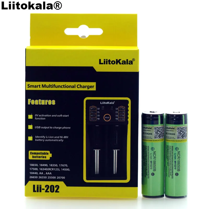 Liitokala Lii 202 1 2 V 3 7 26650 зарядное устройство + шт защита NCR18650B 3400mAh 18650 аккумуляторная