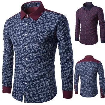 

cholthes Mens Casual Long Sleeve Shirt Business Shirt Print Blouse Tops