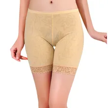 Женские защитные штаны, однотонные кружевные, с цветочным узором, эластичные, бесшовные, дышащие, короткие, плотные трусы, calcha de segurancha# E