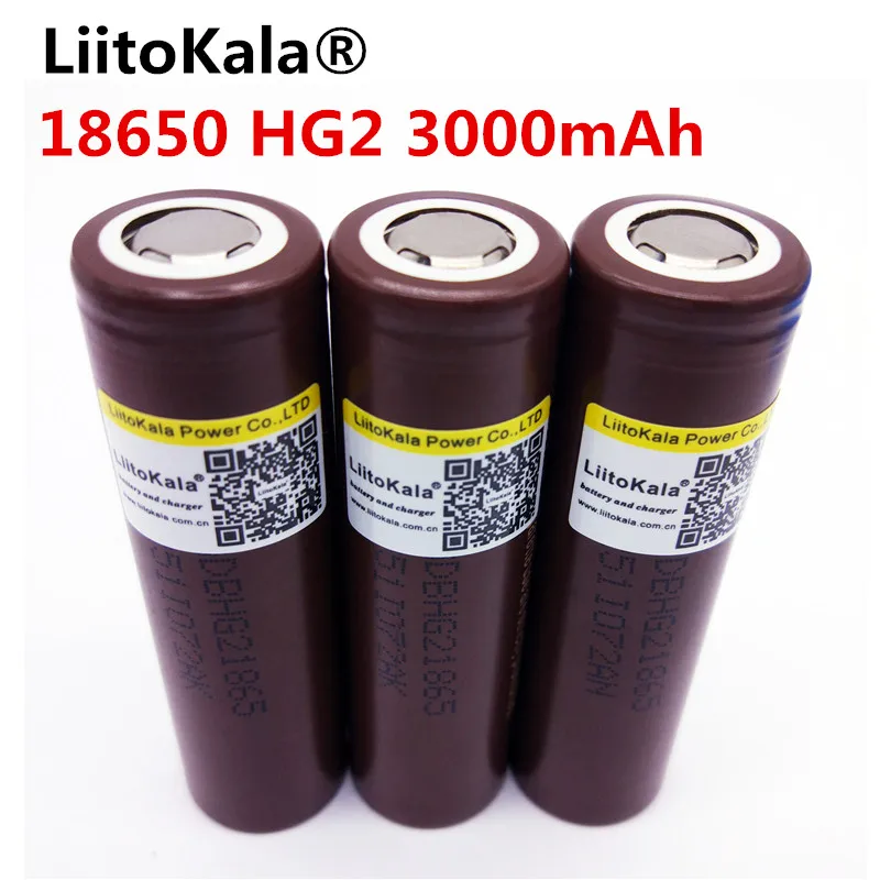 LiitoKala для электронных сигарет HG2 18650 18650 3000 mah, аккумуляторы с высокой разрядкой, 30A большой ток