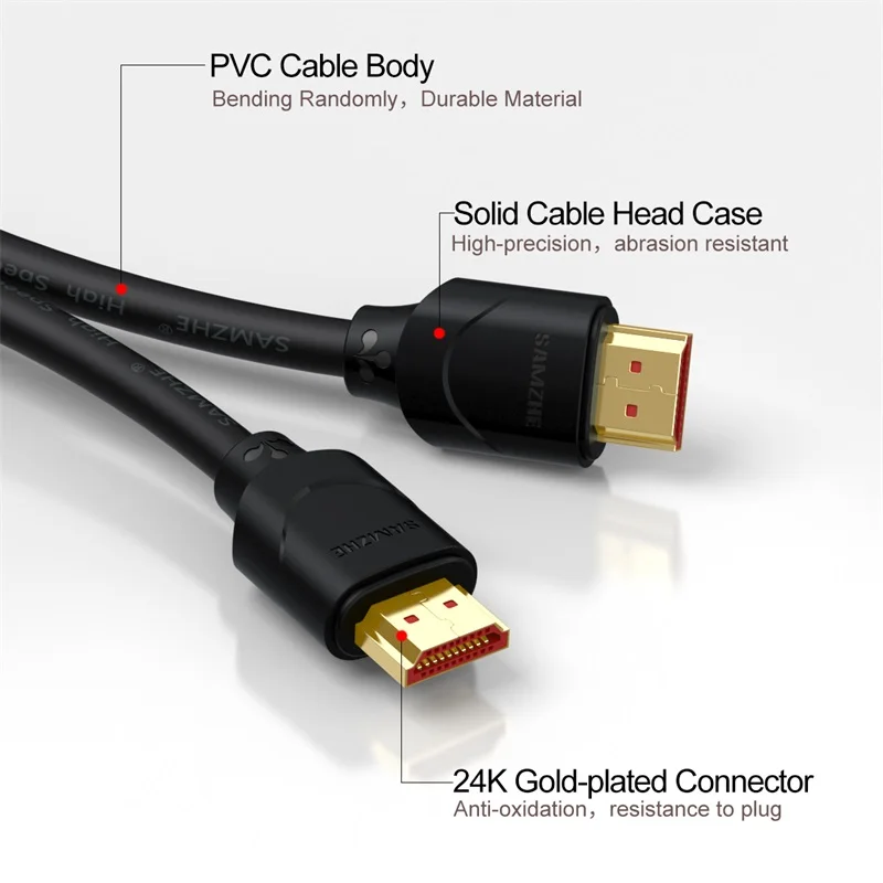 SAMZHE 4 K HDMI 2.0 كابل HDMI كابل وصلة بينية مُتعددة الوسائط وعالية الوضوح HDMI إيثرنت كابل ل PS3 العارض شاشة كمبيوتر محمول ذات دقة عالية آبل كمبيوتر محمو...