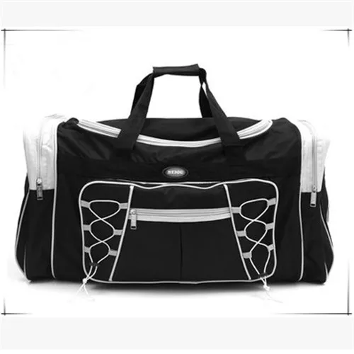 Для женщин Дорожные сумки большой Ёмкость девушка Чемодан путешествовать Сумки На Плечо Нейлон Сумочка складная сумка для поездки Z243 - Цвет: Black White
