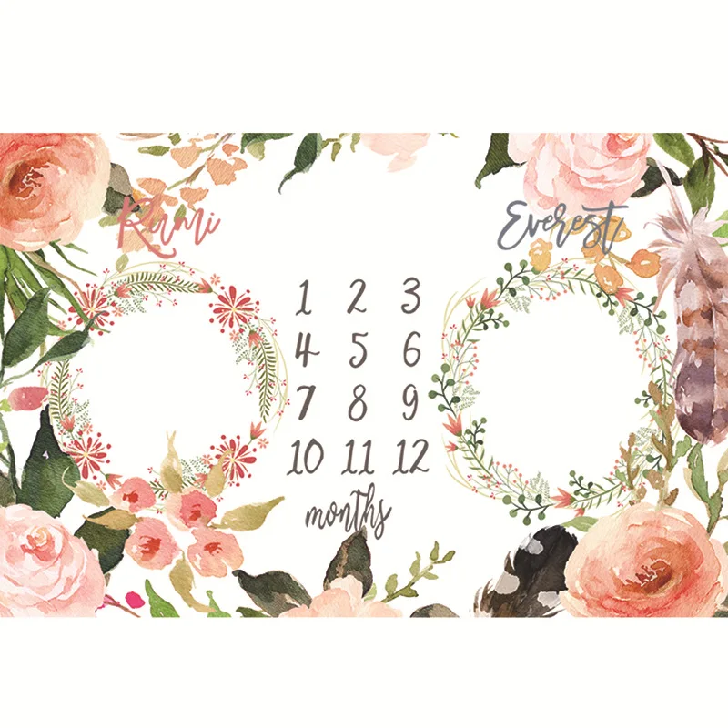 

OHEART 2019 Newborn Baby Milestone Blanket Photography Prop Background Monthly Growth Shooting Photo Bedding Wrap Swaddle