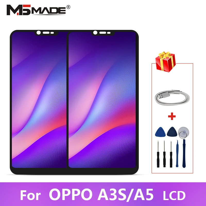 

For OPPO A3S CPH1385 CPH1803 A5 LCD Display Touch Screen Digitizer Replacment Assembly Parts With Frame Free Ship
