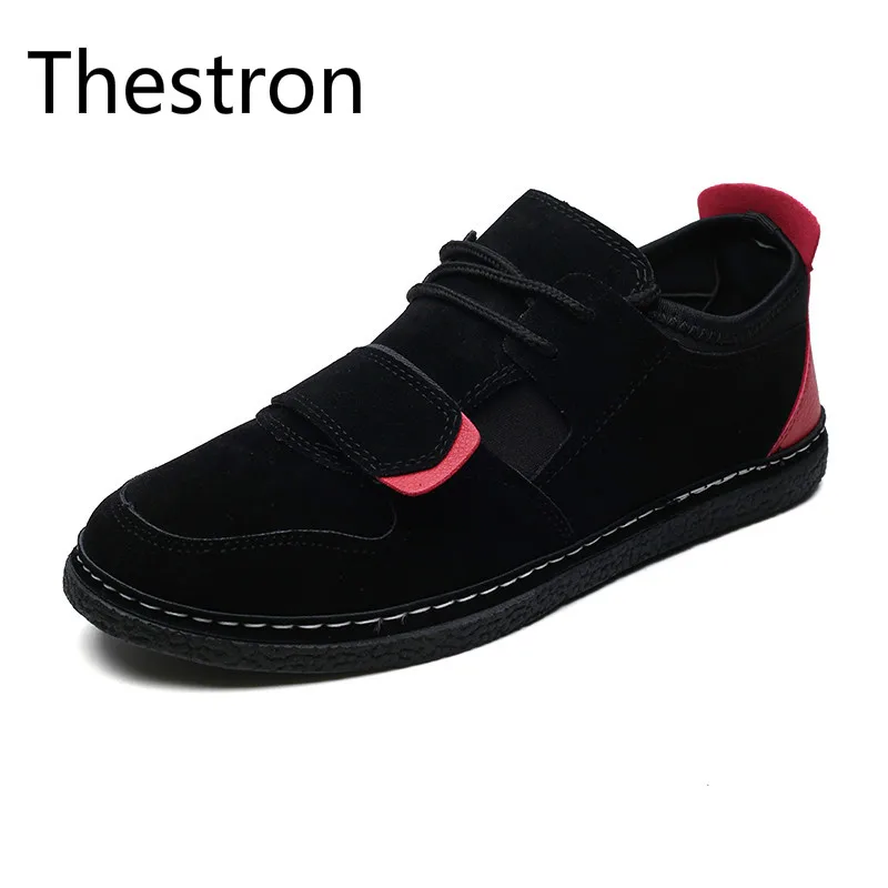 

Thestron Men Casual Shoes 2018 New Fashion Suede Shoes Casual Designer Sneakers Men Shoes Luxury Brand Black Red White Loafers