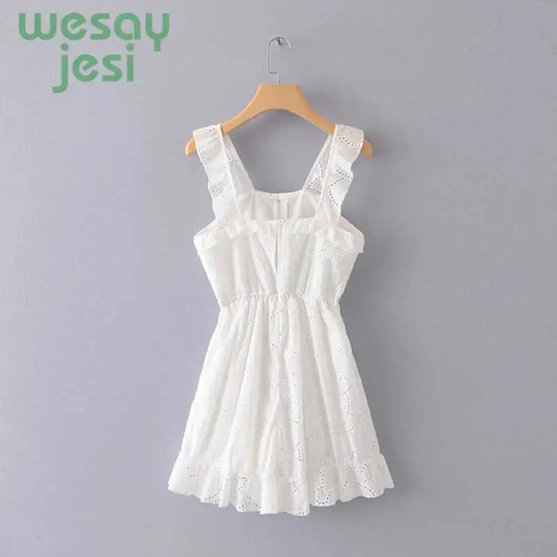 Jumpsuit women White Embroidery Romper Women Spaghetti Strap Overalls Ruffles Sleeveless Playsuit 2019 Elegant Jumpsuits Jumpsuit women White Embroidery Romper Women Spaghetti Strap Overalls Ruffles Sleeveless Playsuit 2019 Elegant Jumpsuits