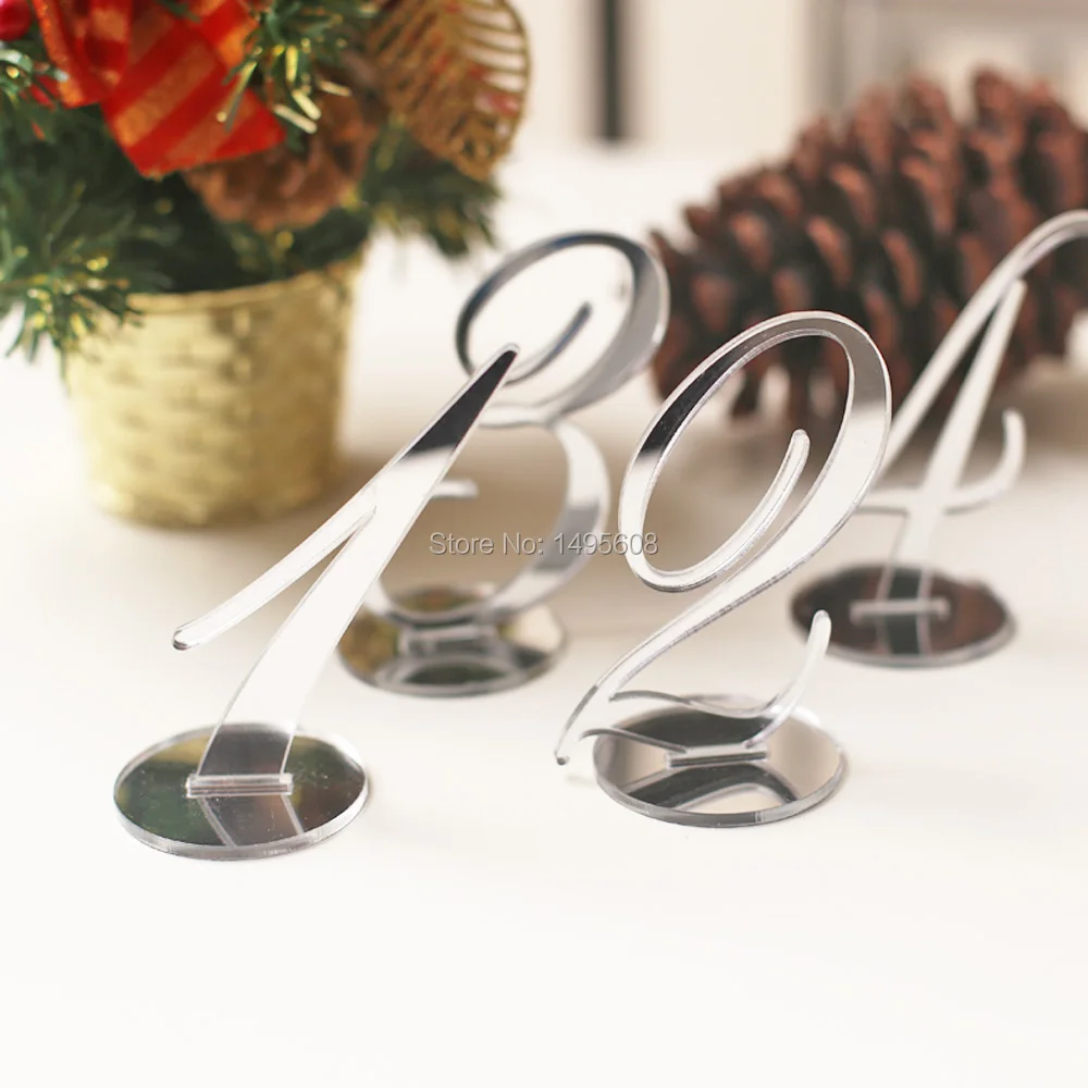 

Acrylic wedding Table Number, silver mirrored Table Numbers, party decorations, standing numbers