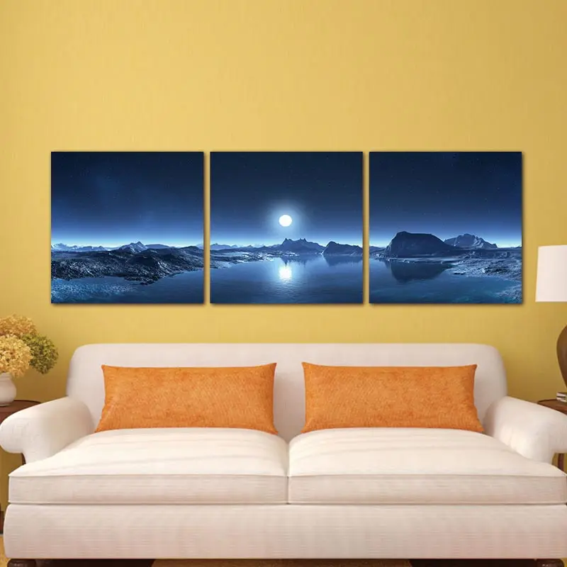 5-Panels-Modular-Picture-Canvas-Painting-Mountain-Lake-Moon-Nature-Landscape-Wall-Art-For-Living-Room